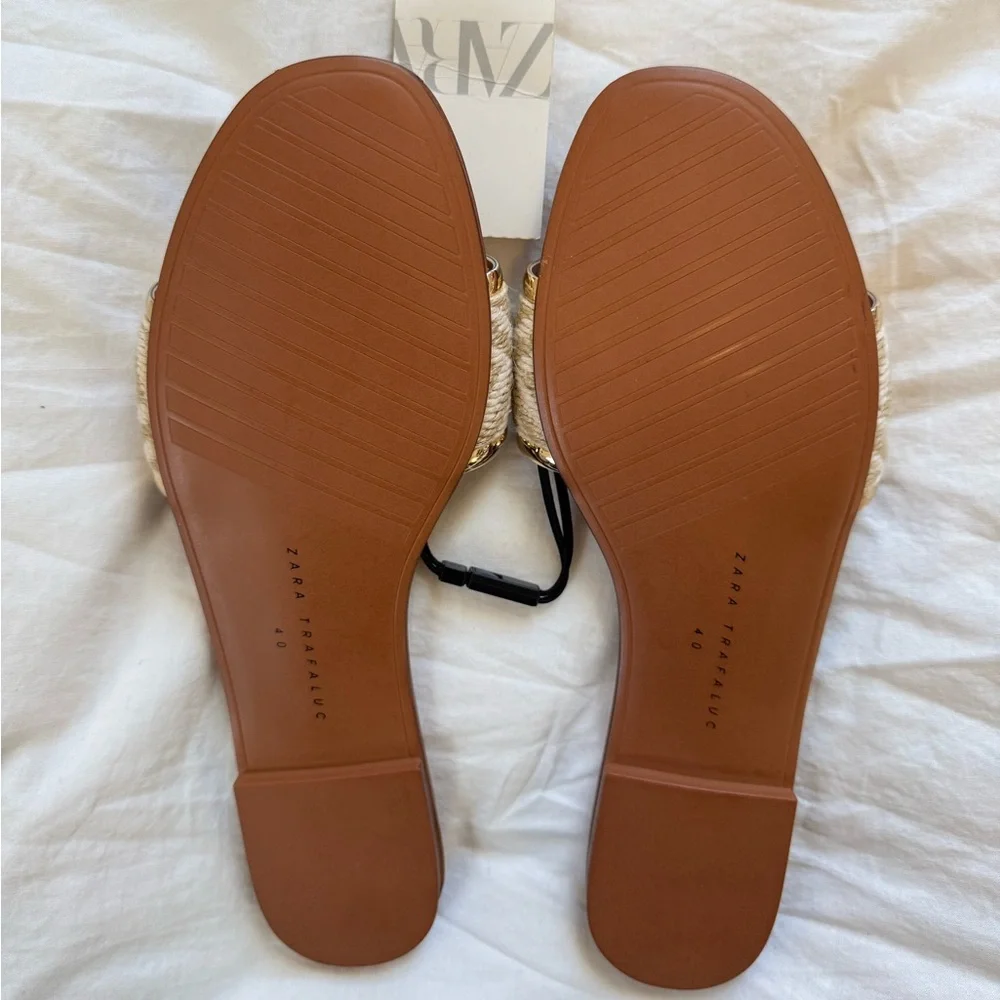 ZARA Woven Braided Sandal with Gold Trim - Picture 3 of 4
